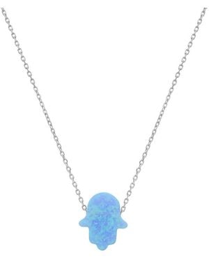 Kylie Harper Sterling Opal Hamsa Necklace - Blue