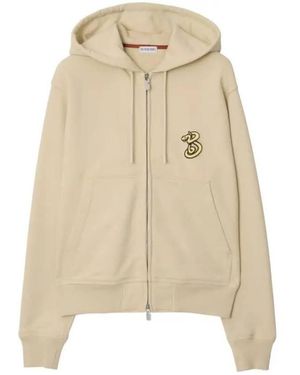 Burberry Snake Embroidered Hoodie - Natural