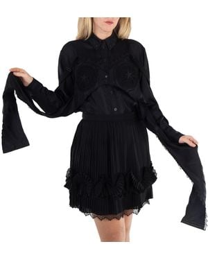 Burberry Ladies Thorn Vine Viscose Silk Jacquard Reconstructed Shirt, Brand Size 6 (Us - Black