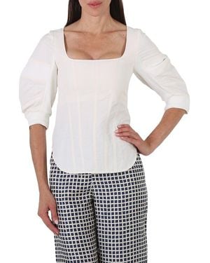 Stella McCartney Ladies Fiona Puff-Sleeve Blouse, Brand Size 42 (Us - White
