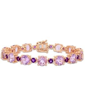 Amour 24 5/8 Ct Tgw Rose De France And Africa-Amethyst Tennis Bracelet - Pink