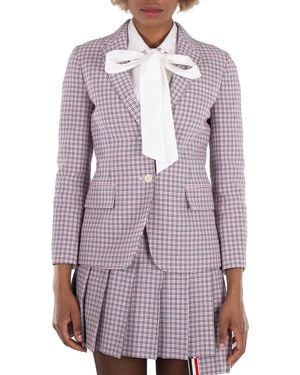 Thom Browne Ladies Small Check Cotton Jacket - Multicolor