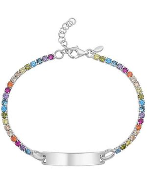 Tresorra Sterling Cz Id Bracelet - Metallic