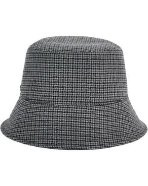 Ferragamo Houndstooth Wool Bucket Hat - Grey
