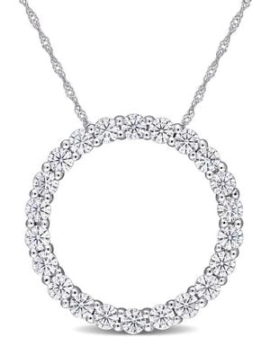 Amour 2 1/5 Ct Dew Created Moissanite Circle Pendant With Chain - Metallic