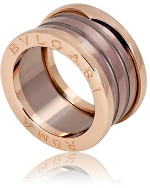 BVLGARI B.Zero1 Roma 18K Rose And Bronze Ceramic 4-Band Ring, Size 5.5 - Metallic