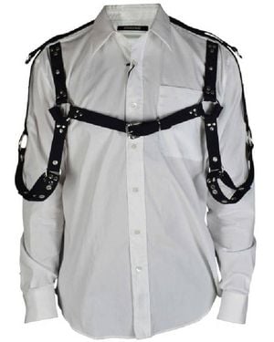 Roberto Cavalli Harness Style Long Sleeve Cotton Shirt, Brand Size 48 Us - Grey