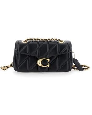 COACH Tabby 20 Quilted Shoulder Bag With Chain-Link Leather Shoulder Straps And Logo Plaque On The Front - Black