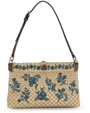 Etro Floral-Embroidered Clutch Bag - Metallic