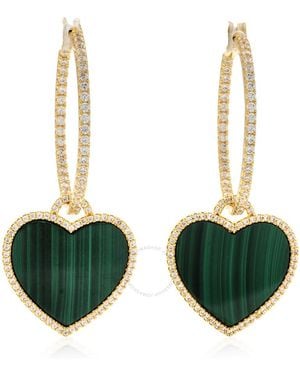 Apm Monaco Malachite Heart Pave Hoop Earrings - Green
