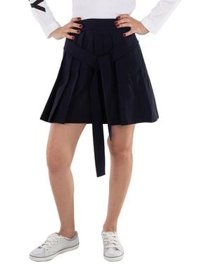 KENZO A-Line Virgin Wool Pleated Mini Skirt, Brand Size 38 (Us - Blue