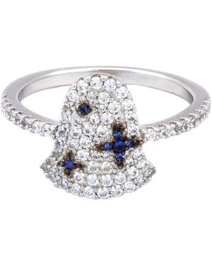 Apm Monaco Ladies Sterling With Crystal Ring - Blue