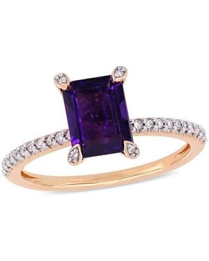 Amour 1 1/2 Ct Tgw African Amethyst And 1/10 Ct Tw Diamond Ring - Blue