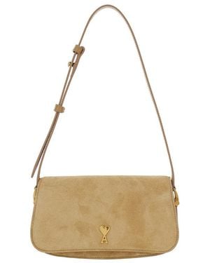 Ami Paris Paris Shoulder Bag With Adjustable And Removable Strap Adc Plaque On Front - Natural
