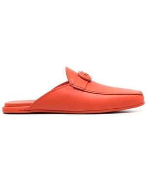 Ferragamo Logo Buckle Backless Slippers - Red