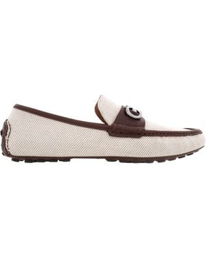 Ferragamo Grazioso Gancini Ornament Canvas Drivers - Brown