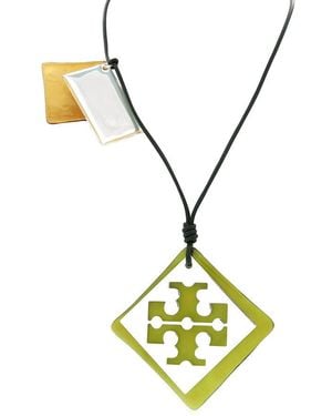 Tory Burch Resin Logo Long Necklace - Yellow