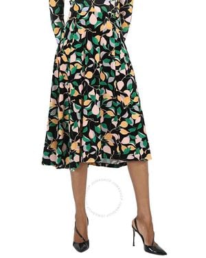 La DoubleJ Ladies Orchard Print Kenny Midi Skirt - Black