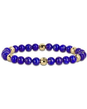Amour 19 1/5Ct Tgw Lapis Plated Sterling Stretchable Bead Bracelet - Blue