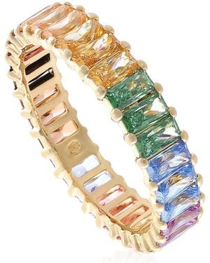 Swarovski Baguette Cut, Multicoloured, ,Tone Matrix Ring, Size 55 - Metallic