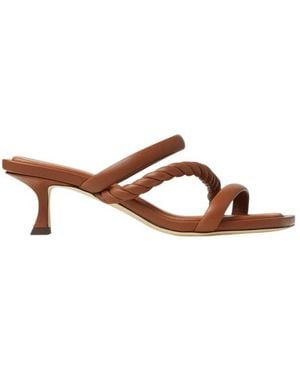 Jimmy Choo Diosa 50 Leather Sandals, Brand Size 34.5 Us - Brown