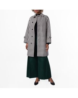 Burberry Houndstooth-Print Twill Car Coat, Brand Size 4 Us - Grey