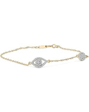 Haus of Brilliance 14K Plated 1/3 Cttw Diamond Evil Eye Station Bracelet - Metallic