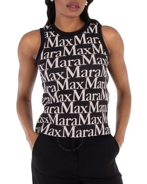 Max Mara Printed Sleeveless Scuba Top - Black