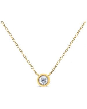 Haus of Brilliance 14k Yellow Gold Plated .925 Sterling Silver 1/2 Cttw Diamond Bezel 18'' Pendant Necklace - Metallic