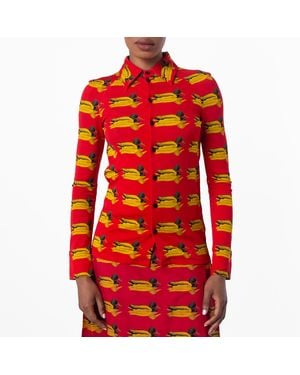 Burberry Long Sleeve Monogram-Pattern Shirt, Brand Size 10 Us - Red