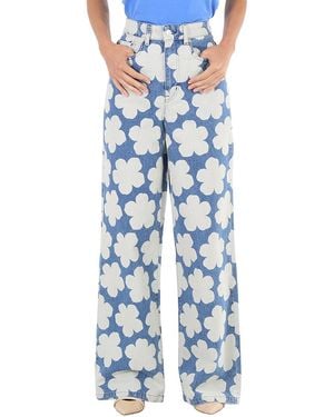 KENZO Ladies Ayame Wide Leg Fit Jeans - Blue
