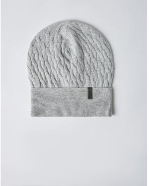 Brunello Cucinelli Light Cable Knit Hat, Size Large - Grey