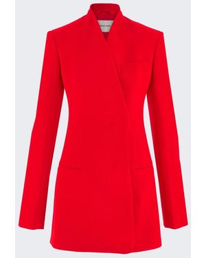 Ferragamo Single-Breasted Fitted Wool Blazer, Brand Size 44 Us - Red