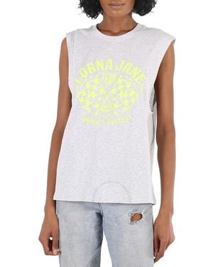 Lorna Jane Ladies Light Marl Speedway Boyfriend Muscle Tank Top - White