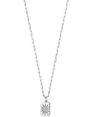 Tresorra Sterling Cz Starburst Locket Pendant Necklace - Metallic