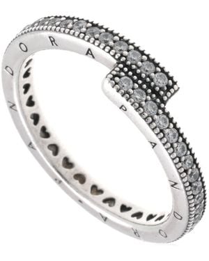 PANDORA Ladies Sterling Sparkling Overlapping Ring - Metallic