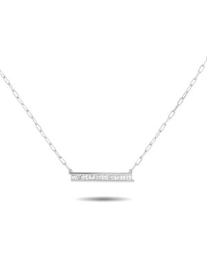 LB Exclusive 18K 1.10Ct Diamond Bar Link Necklace Ank 20539 - Metallic