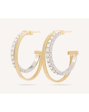 Marco Bicego 18K Double Hoop Earrings With Diamonds Og412_B_Yw_M5 - Metallic