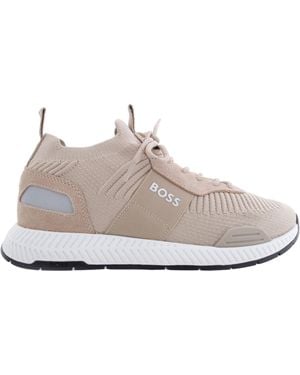 BOSS Knitted-Upper Sneakers, Brand Size 40 Us - Gray