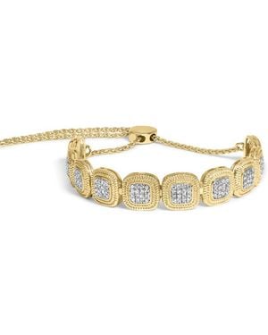 Haus of Brilliance 14K Over 5/8 Cttw Diamond Composite Cushion Frame Adjustable Bolo Bracelet - Metallic