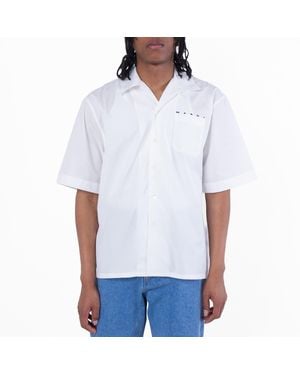 Marni Logo-Print Cotton Poplin Bowling Shirt - White
