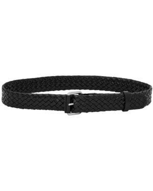 Saint Laurent Cassandre Woven Leather Belt in Black for Men | Lyst