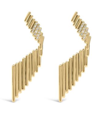 Haus of Brilliance 14K Plated .925 Sterling Sculpted Diamond Accent Drop Earrings - Metallic