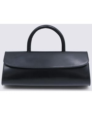 BY FAR Mini Longa Semi Patent Leather Top Handle Bag - Black