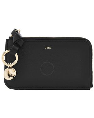 Chloé Alphabet Leather Card Case - Black