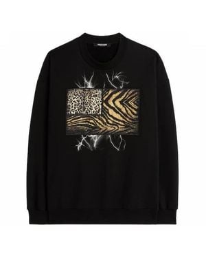 Roberto Cavalli Animal Print Crewneck Sweatshirt - Black