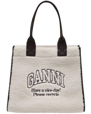 Ganni Shearling Tote Bag - Grey