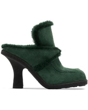 Burberry Highland Equestrian Knight Motif Suede Mules, Brand Size 36.5 (Us - Green