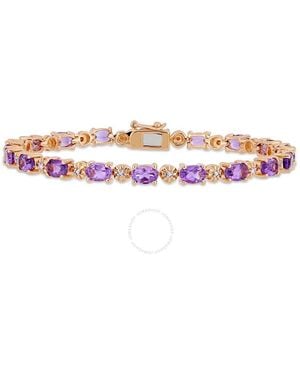 Amour 7-1/5 Ct Tgw Oval-Cut Amethyst And Diamond Accent Tennis Bracelet - Pink
