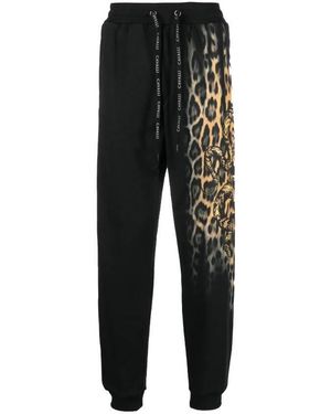 Roberto Cavalli Animal-Print Cotton Trousers - Black